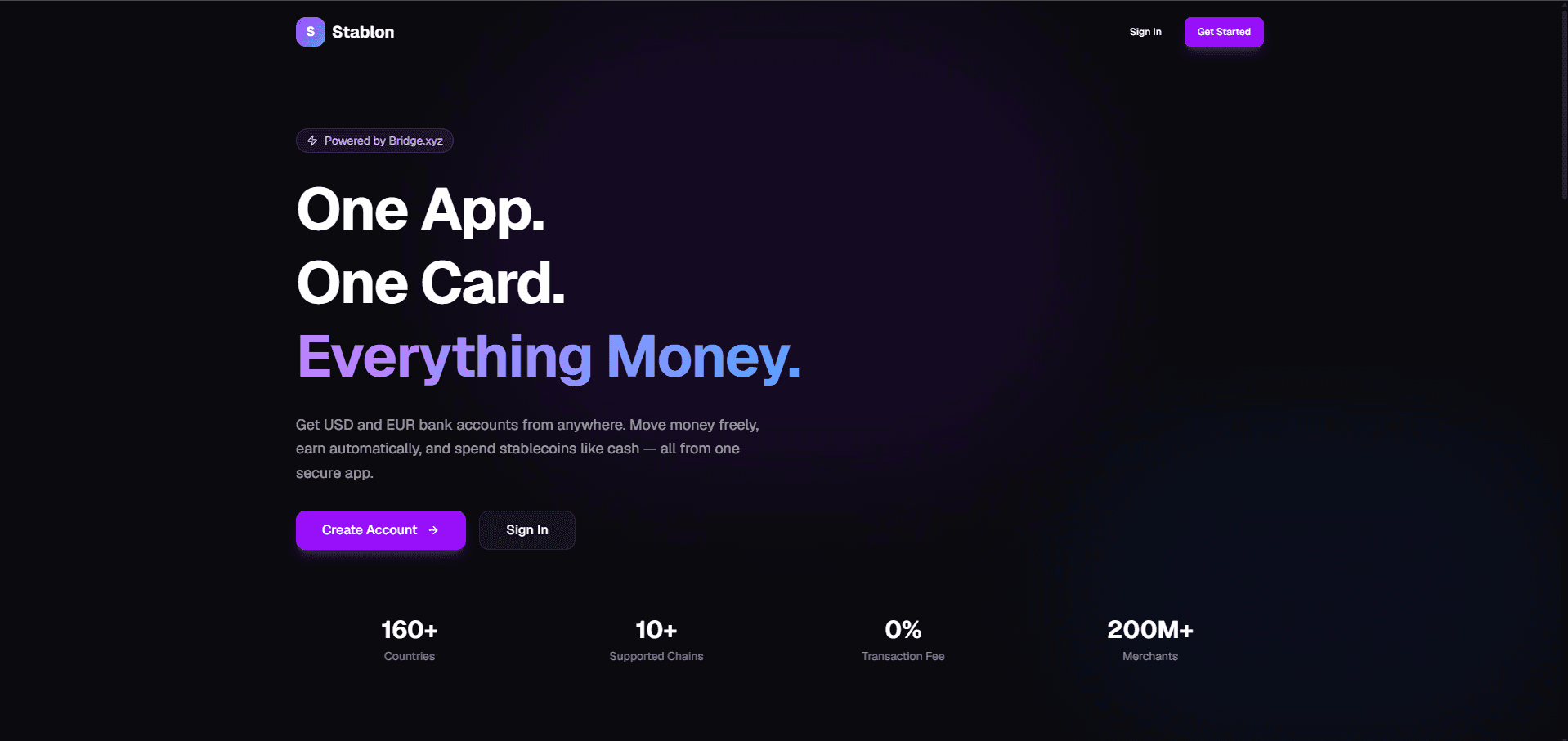 Stablon — Stablecoin Banking with Global USD & EUR Accounts